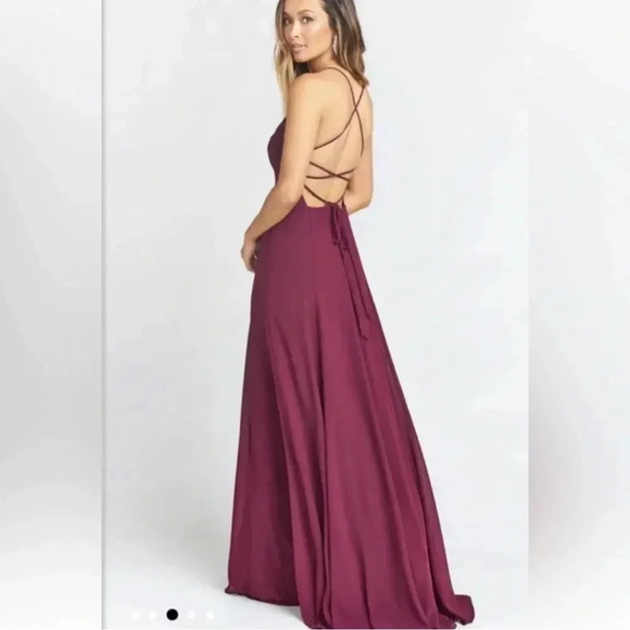 Show Me Your MuMu Godshaw Goddess Merlot Strappy Gown Size Medium Bridesmaid - Picture 2 of 6